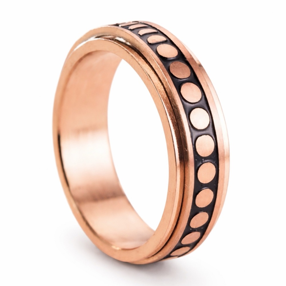 Rose Gold Moon Phase Spinner Ring Stainless Steel Fidget Band